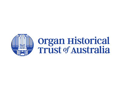 Organ Historical Trust of Australia (OHTA) logo design blue logo organ pipe organ visual identity