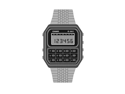 Casio C801 c801 calculator casio retro vector vector art watch