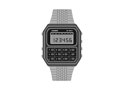 Casio C801 c801 calculator casio retro vector vector art watch