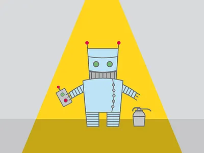 Robito blue cute design estmont flatdesign geometric illustration oscar robot yellow