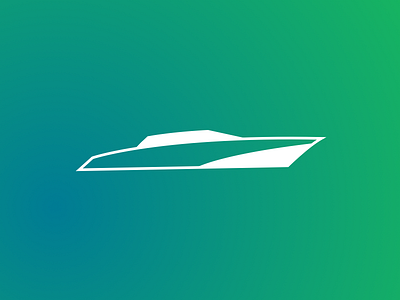 Yacht Icon Design blue boat gradient green icon minimal ship speed boat white yacht