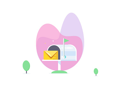 E Mailbox box card color colorful email hills illustration light moon nature