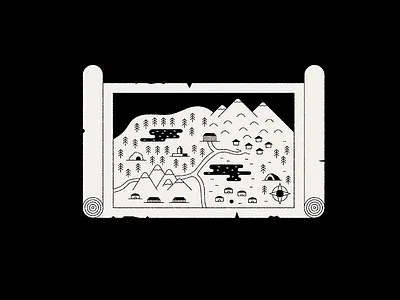 Map drawing house icon lake landscape map tree vector