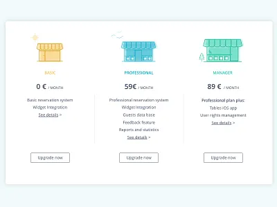 New pricing concept page basic illustration plans pricing pro restaurants upgrade