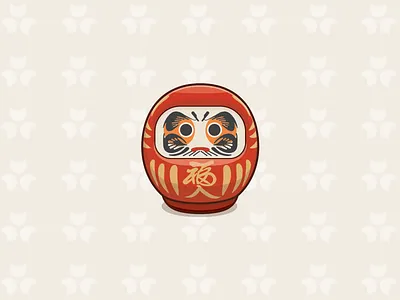 Daruma badge character daruma doll face icon illustration japan light shadow toy