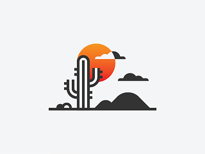 Desert cactus desert geometry icon illustration landscape minimalism nature plant sky sun