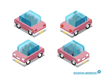 Little isometric pink car auto dordrecht illustratie isometrie