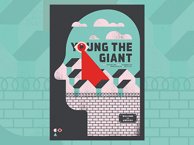 Finished Poster beams clouds eye gig poster head red wall young the giant