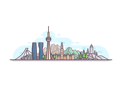 O Canada! buildings city color illustration line nature panorama travel