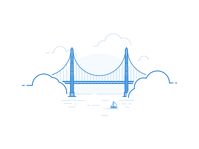 We're flying west bird bridge california francisco gate golden illustration message messagebird sailboat san sms