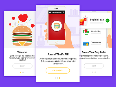 McDonald's Easy Order Onboarding food illustration ios mcdonalds mobile onboarding