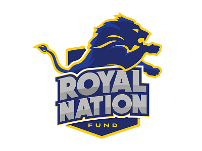 Royal Nation Fund Badge animal badge blue design fundraiser lion logo school shield sports yellow