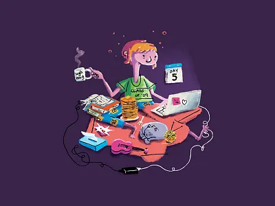 Portrait of a Girlfriend books calendar cat character coffee design girlfriend papers photoshop portrait stress work