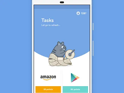 Survey App - refresh cards feed material md pull refresh reload score survey update