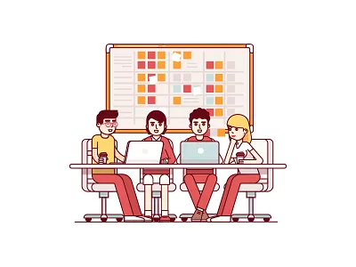 business icon business girl men table