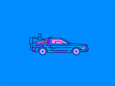 Delorean 80s back to the future blue icon illustration movies neon