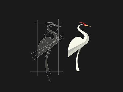 Crane Grid bird identity logo mark symbol