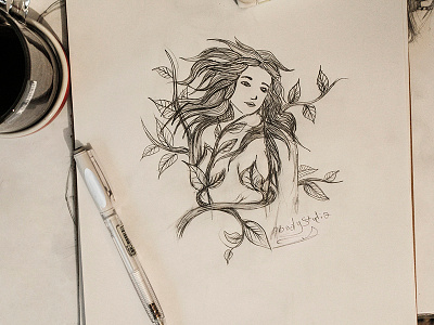 The Wood Queen art drawing girl queen wood
