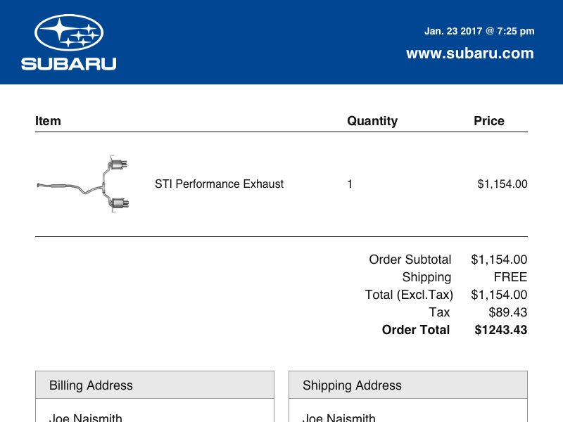 Example of Daily UI #017 - Receipt
