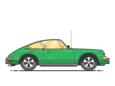 Double dribbble Green Porsche car coffee comedians comedians in cars comedy frog green illustration mel brooks porsche