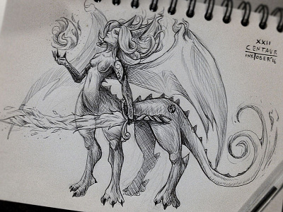 XXII. Centaur centaur dragon inktober