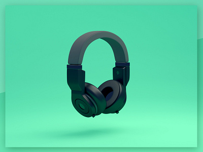 Headset 3d ad b3d blender green headset lighting model modeling studio