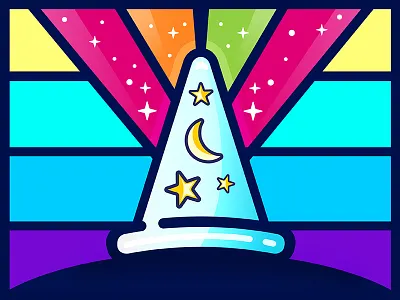 Sorcerer's Hat hat illustration moon sorcerer star vector wizard