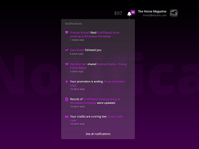 Notifications drop down nitifications
