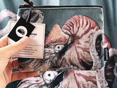 Chloe Jane Made Watercolor Illustration Creature Octopus Nautilu illustration nautilus octopus pouch watercolor