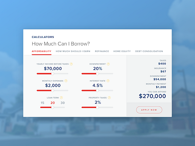 Affordability Calculator calculator home loans interface real estate ui ux