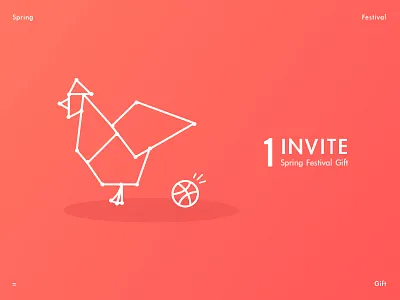 Dribbble Invite cock dribbble gift illustration invite red typography
