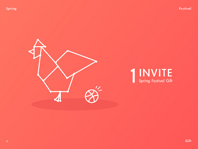 Dribbble Invite cock dribbble gift illustration invite red typography