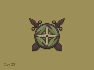 Daily Logo 23/50 - Green Shield Game Logo branding dailylogo dailylogochallenge flat game illustration logo mark rpg shield sword symbol