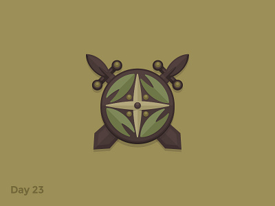 Daily Logo 23/50 - Green Shield Game Logo branding dailylogo dailylogochallenge flat game illustration logo mark rpg shield sword symbol