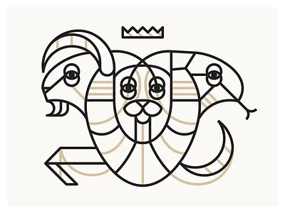 Ch-Ch-Chimera chimera crest crown goat gold icon illustration lion myth mythical sheep snake