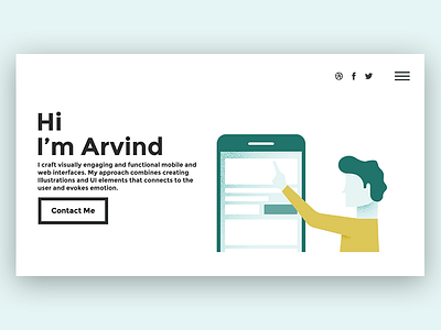 Landing Page contact engaging illustration interface landing page mobile portfolio web
