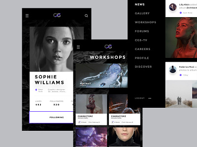 CG Society app redesign app cgsociety design freebie mobile shot sketch uiux web