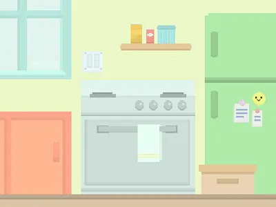 Kitchen colorful cute flat flat design illustration kitchen pastel pixel pixel art