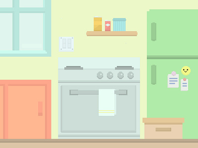 Kitchen colorful cute flat flat design illustration kitchen pastel pixel pixel art