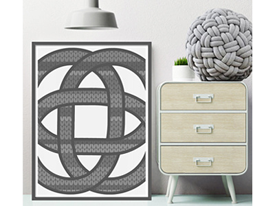 Poster A3 "Gray Knot" 60 eclecting home decore knot split to the bedroom