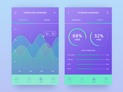 Storage App app design download manager ios mobile photoshop storage ui user interface ux