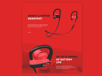 Beats Audio Website Redesign beats audio behance exloration landing page minimal product page red and black redesign uiux user experience user interface white