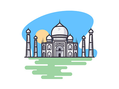 Taj Mahal architecture blue building historic illustration india line minimal monument taj mahal wonder