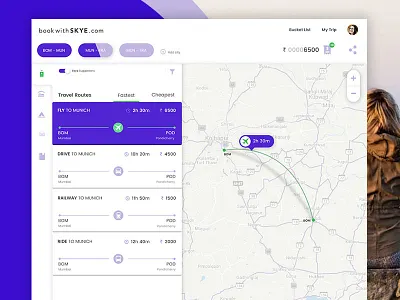 on go Travel guide card ui journey map purple route travel