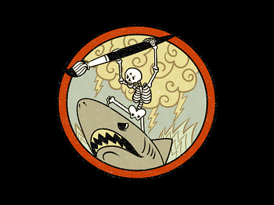 Shark Tamer Patch brush paint patch retro shark skull