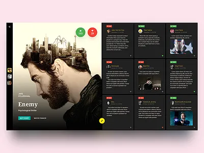 Reviews section, dark material design ui ux
