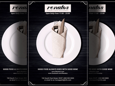 Classy Restaurant Promotion Flyer advertising design dine flyer french restaurant gourmet italian restaurant photoshop poster psd restaurant ad upscale restaurant