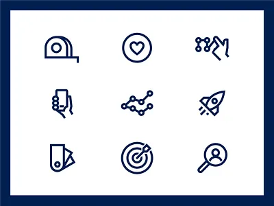Icons (made with Figma) chart figma heart icon magnify measure rocket swatch target