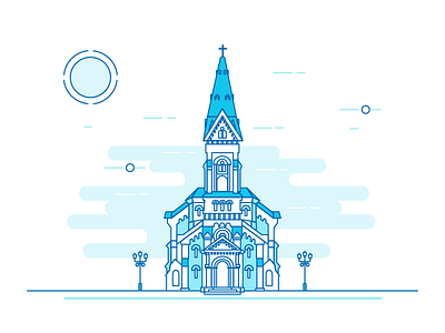 St. Pauls Kirche castle church illustration kirche linear linne odessa