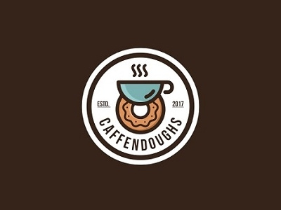 Caffendoughs caffe coffee creative design doughnuts drink food lines logo minimal simple